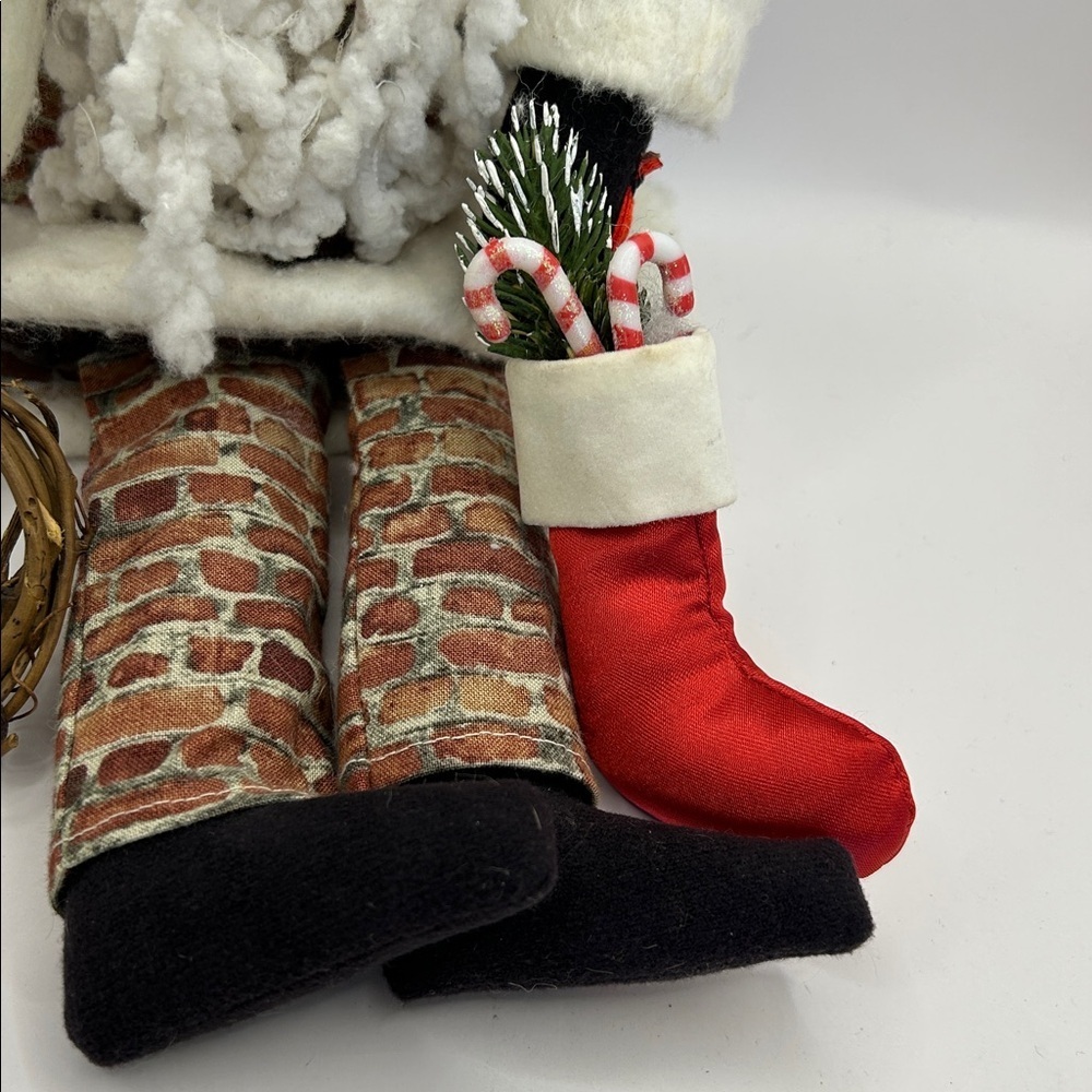 Festive Santa Claus Plush with Wreath and Stocking - Picture 3 of 9